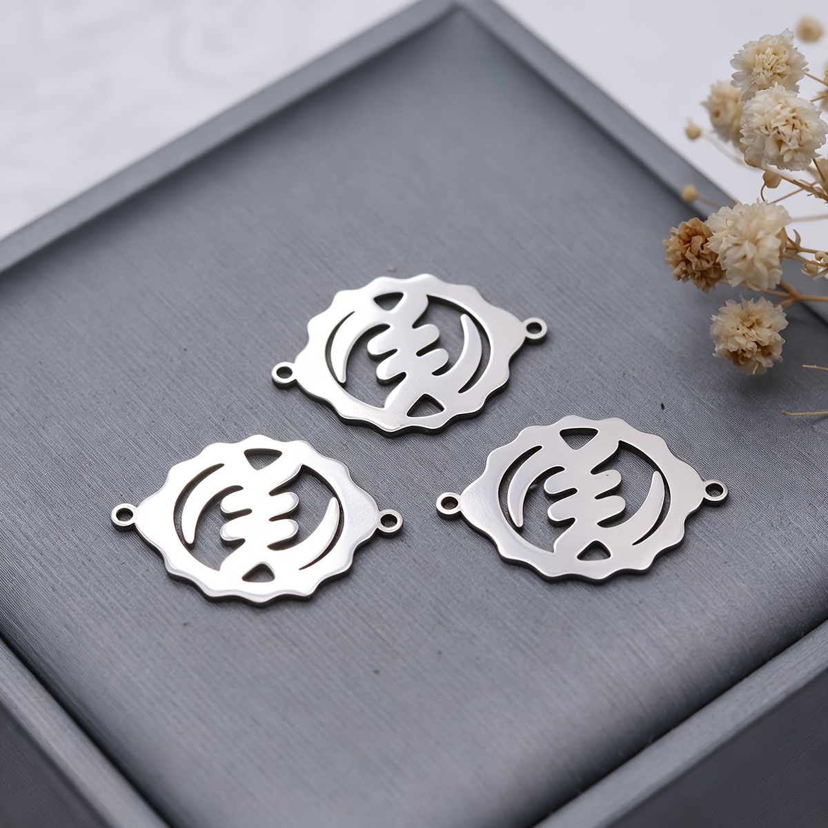 3pcs Gye Nyame Adinkra Charm Connectors for DIY Jewellery Making